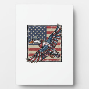 Patriotisches fliegendes Enten-Vintage-Stickerei-S Fotoplatte