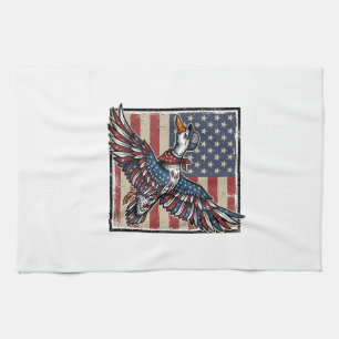 Patriotisches fliegendes Enten-Vintage-Stickerei-S Geschirrtuch