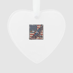 Patriotisches fliegendes Enten-Vintage-Stickerei-S Ornament