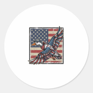 Patriotisches fliegendes Enten-Vintage-Stickerei-S Runder Aufkleber
