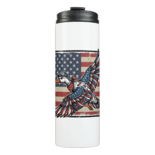 Patriotisches fliegendes Enten-Vintage-Stickerei-S Thermosbecher