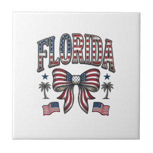 Patriotisches Florida Vintage-Schleife Fourth of J Fliese