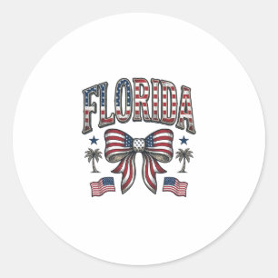 Patriotisches Florida Vintage-Schleife Fourth of J Runder Aufkleber