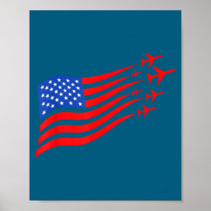 Patriotisches Flugzeug Amerikanische Flagge USA Il Poster
