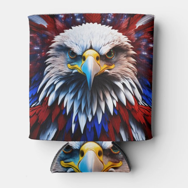 Patriotisches Fraktal Eagles T-Shirt Dosenkühler (Vorderseite)