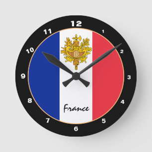 Patriotisches Frankreich, trendige französische Fl Runde Wanduhr
