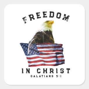 Patriotisches Freiheit Christentum  Quadratischer Aufkleber