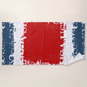 Patriotisches Freiheitsquadrat Rot Weiß & Blau Strandtuch
