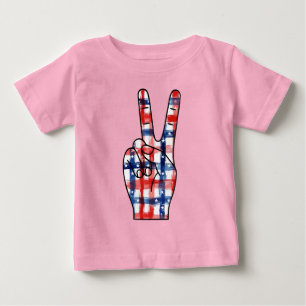 Patriotisches Friedenszeichen Hand Abstraktes US-F Baby T-shirt