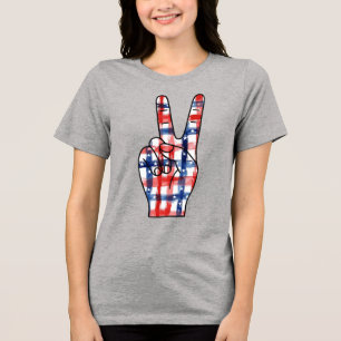 Patriotisches Friedenszeichen Hand abstraktes US-F Tri-Blend Shirt