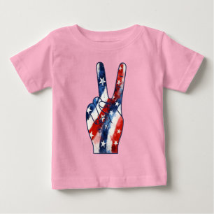 Patriotisches Friedenszeichen Hand Wavy US-Flaggen Baby T-shirt