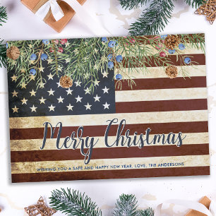 Patriotisches Frohe Weihnachten Vintage Amerikanis Mitteilungskarte