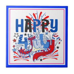 Patriotisches Frohes 4. Juli Feierdesign Fliese