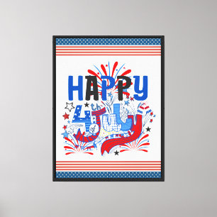 Patriotisches Frohes 4. Juli Feierdesign Leinwanddruck