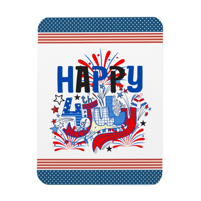 Patriotisches Frohes 4. Juli Feierdesign Magnet (Vertikal)