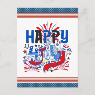 Patriotisches Frohes 4. Juli Feierdesign Postkarte