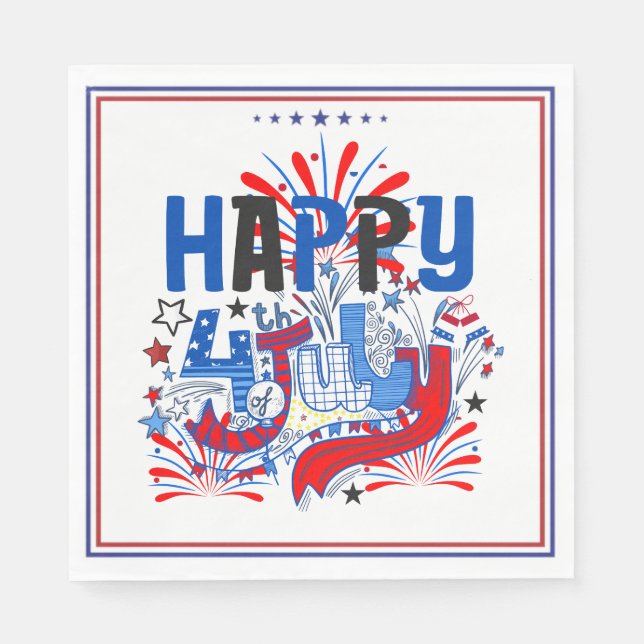 Patriotisches Frohes 4. Juli Feierdesign Serviette (Vorderseite)