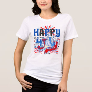 Patriotisches Frohes 4. Juli Feierdesign Tri-Blend Shirt