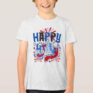 Patriotisches Frohes 4. Juli Feierdesign Tri-Blend Shirt