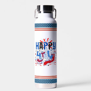 Patriotisches Frohes 4. Juli Feierdesign Trinkflasche