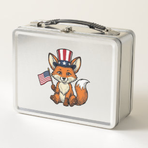 Patriotisches Fuchs Vintage-Gravur-Shirt-Design_1 Metall Brotdose