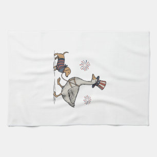 Patriotisches Gans und Dachshund Vintage-Shirt-Des Geschirrtuch