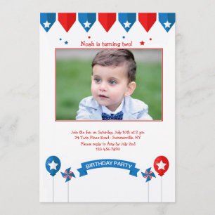 Patriotisches Geburtstags-Foto Einladung