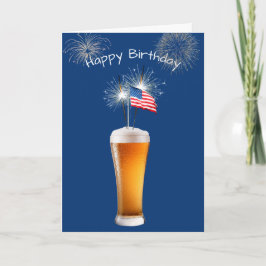 Patriotisches Geburtstagsbier mit Sparklern Karte