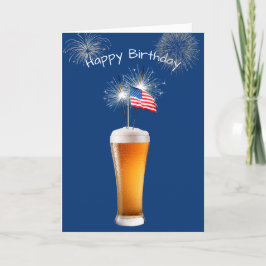 Patriotisches Geburtstagsbier mit Sparklern Karte