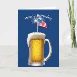 Patriotisches Geburtstagsbier mit Sparklern Karte