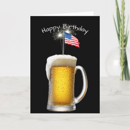 Patriotisches Geburtstagsbier mit Sparklern Karte