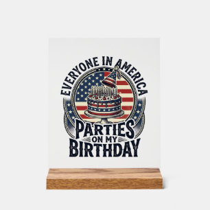 Patriotisches Geburtstagsfeier-Vintage-Torte-Shirt Acrylschild