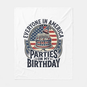 Patriotisches Geburtstagsfeier-Vintage-Torte-Shirt Fleecedecke