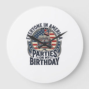 Patriotisches Geburtstagsfeier-Vintage-Torte-Shirt Große Wanduhr