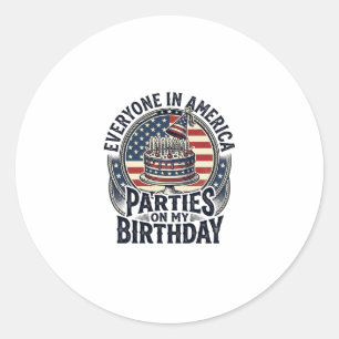 Patriotisches Geburtstagsfeier-Vintage-Torte-Shirt Runder Aufkleber