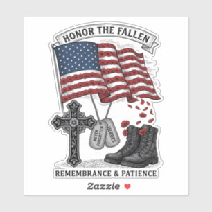 Patriotisches Gedenkkreuz Stiefel Mohnflagge Shirt Aufkleber