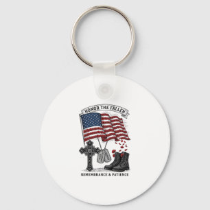 Patriotisches Gedenkkreuz Stiefel Mohnflagge Shirt Schlüsselanhänger