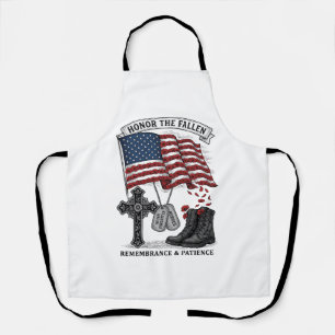 Patriotisches Gedenkkreuz Stiefel Mohnflagge Shirt Schürze