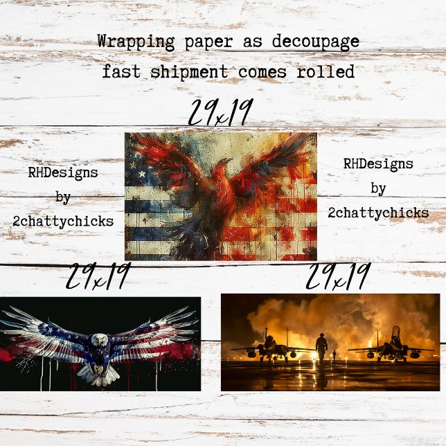 Patriotisches Geschenkpapier für Decoupage 3 Bogen Set (Von Creator hochgeladen)
