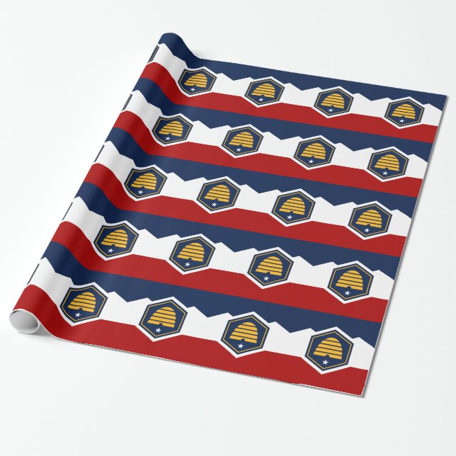 Patriotisches Geschenkpapier mit der Flagge von Ut (Ungerollt)