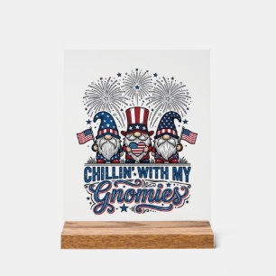 Patriotisches Gnom Chillin Mit Meinen Gnomies-Shir Acrylschild