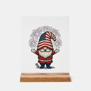 Patriotisches Gnom-Feuerwerk Vintage-Vektordesign_ Acrylschild