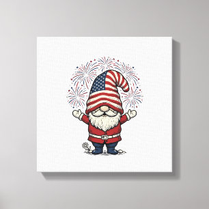 Patriotisches Gnom-Feuerwerk Vintage-Vektordesign_ Leinwanddruck