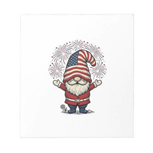 Patriotisches Gnom-Feuerwerk Vintage-Vektordesign_ Notizblock