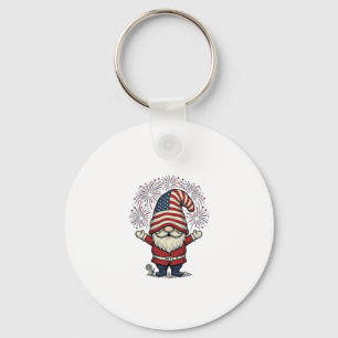 Patriotisches Gnom-Feuerwerk Vintage-Vektordesign_ Schlüsselanhänger