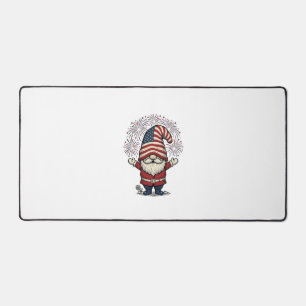 Patriotisches Gnom-Feuerwerk Vintage-Vektordesign_ Schreibtischunterlage
