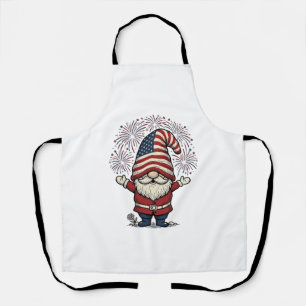 Patriotisches Gnom-Feuerwerk Vintage-Vektordesign_ Schürze