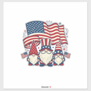Patriotisches Gnom-Flagge Vintage-Stich-Design_1 Aufkleber