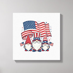 Patriotisches Gnom-Flagge Vintage-Stich-Design_1 Leinwanddruck