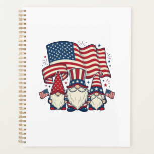 Patriotisches Gnom-Flagge Vintage-Stich-Design_1 Planer